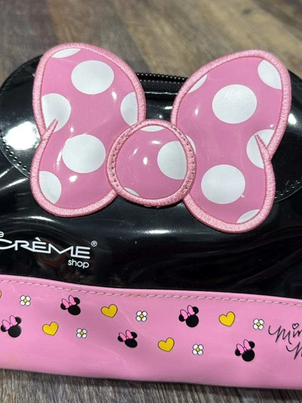 Disney Pink & Black Minnie Mouse Cosmetic Bag with Polka Dot Bow